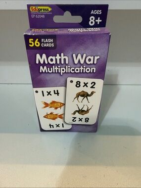 Math War Multiplication Flash Cards - Purple